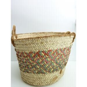 Vintage Open Basket 11" Tall Rustic Boho Farmhouse Decor
